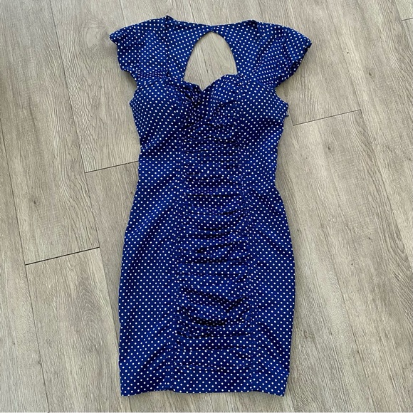 GUESS | Mary Stella boho blue polka dot mini dress - Picture 3 of 16